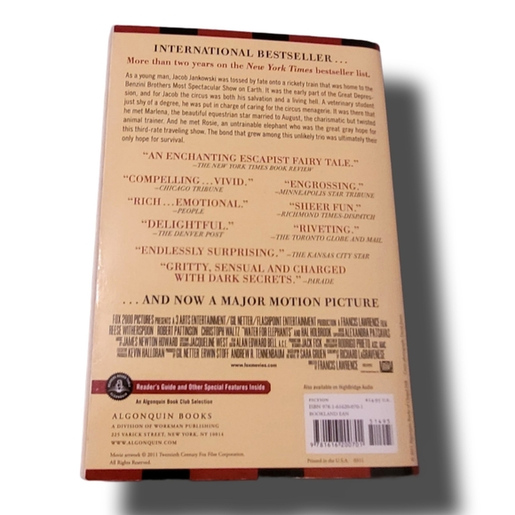 Water for Elephants Paperback Novel by Sara Gruen in Great Read Condition - Picture 4 of 4